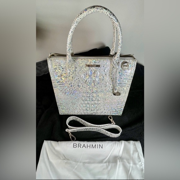 Brahmin Iridescent Caroline Satchel Embossed Tote Bag - Picture 3 of 8